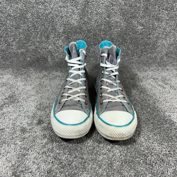 Converse Chuck Taylor All Star High Women’s Sz 8 Gray Teal Side Zip Skate Shoes - Picture 4 of 13